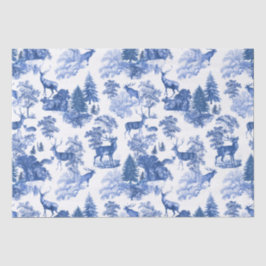 Elegante Vintag Toile Blue Deer in Woodland Seidenpapier