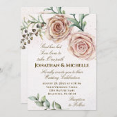 Elegante Vintage 2 rosa Rosen Christliche Hochzeit Einladung (Vorne/Hinten)