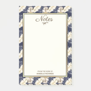 Elegante Vintage Akanthusblätter mit Navy Post-it Klebezettel