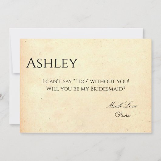 Elegante Vintage Altromantikkarte Retro Bridesmaid Einladung (Rückseite)