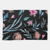 Elegante Vintage antike Aquarellfarben-Blume Geschirrtuch (Horizontal)