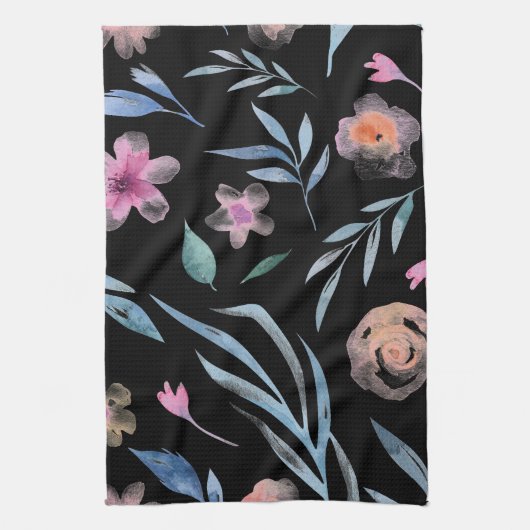 Elegante Vintage antike Aquarellfarben-Blume Geschirrtuch (Vertikal)