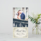 Elegante Vintage antike Papiervereidigung Dankeskarte (Stehend Vorderseite)