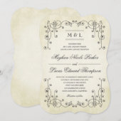 Elegante Vintage antike Papiervereidigung Einladung (Vorne/Hinten)