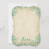 Elegante Vintage Aqua Blüh Hochzeit Einladungen (Rückseite)