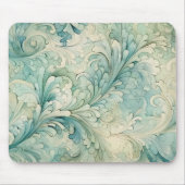Elegante Vintage Aquamarine Creme Swirl Mousepad (Vorne)