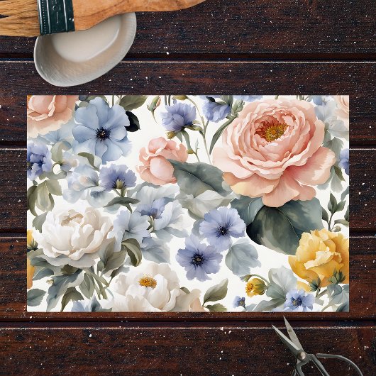 Elegante Vintage Aquarellbäume und Rose Seidenpapier