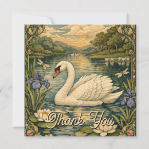 Elegante Vintage-Aquarellmalerei eines weißen Schw Dankeskarte