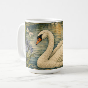 Elegante Vintage-Aquarellmalerei eines weißen Schw Kaffeetasse