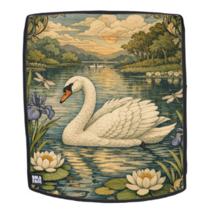 Elegante Vintage-Aquarellmalerei weißer Schwan Rucksack