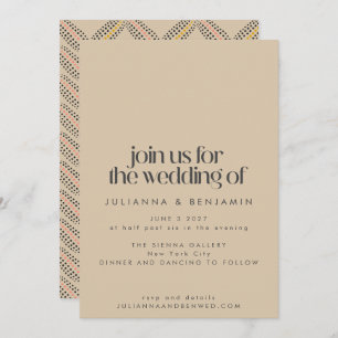 Elegante Vintage Art Deco Design Sand Black Weddin Einladung