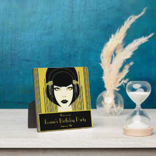 Elegante Vintage-Art-Déco-Flapperin Fotoplatte