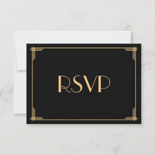 Elegante Vintage Art Déco Hochzeit RSVP Cards Karte