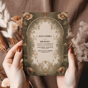 Elegante Vintage-Art-Nouveau-Floral-Hochzeit Einladung