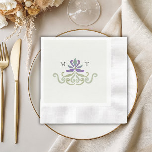 Elegante Vintage Art Nouveau Initialen Hochzeit Serviette