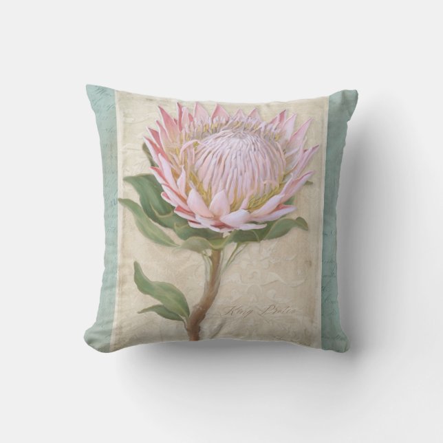 Elegante Vintage Artmoderner BlumenChicProtea Kissen (Vorderseite)