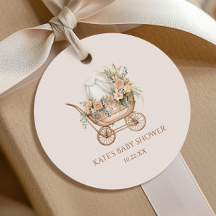 Elegante Vintage Baby Carriage Baby Shower Geschenkanhänger