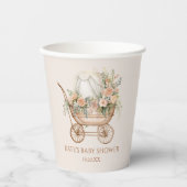 Elegante Vintage Baby Carriage Baby Shower Pappbecher (Vorderseite)