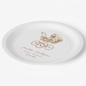 Elegante Vintage Baby Carriage Shower Pappteller (Schrägansicht)