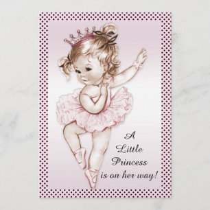 Elegante Vintage Ballerina Princess Babydusche Einladung