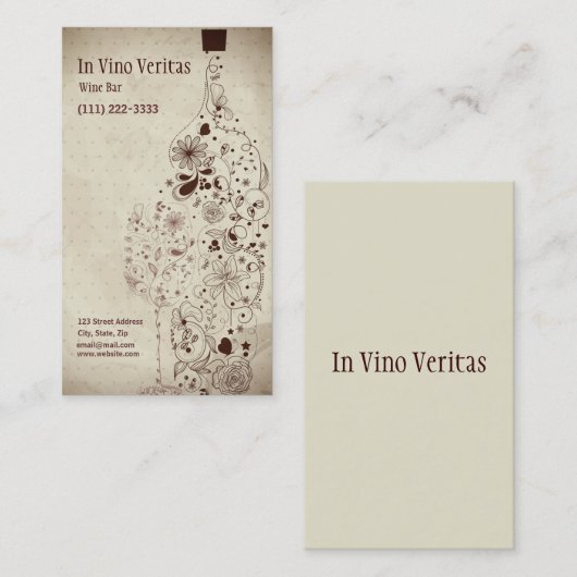 Elegante Vintage Bar Business Card Visitenkarte (Vorne/Hinten)