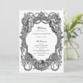 Elegante Vintage Barock-Bilderbuchhochzeit Programm (Stehend Vorderseite)