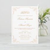 Elegante Vintage Barock-Gold-Script-Hochzeit Einladung (Stehend Vorderseite)