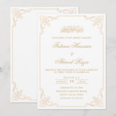 Elegante Vintage Barock-Gold-Script-Hochzeit Einladung (Vorne/Hinten)