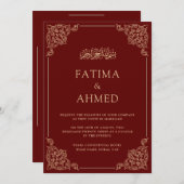 Elegante Vintage Barock-Goldrahmen-Hochzeit Einladung (Vorne/Hinten)