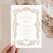 Elegante Vintage Barock-Goldrahmen-Hochzeit Einladung