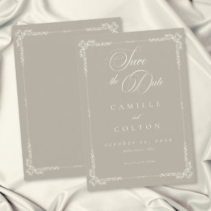 Elegante Vintage-Barock-Neutral-Tan-Elfenbein-Hoch Save The Date
