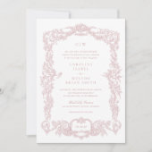 Elegante Vintage-Barock-Rosé-Hochzeitsrahmen Einladung (Vorderseite)