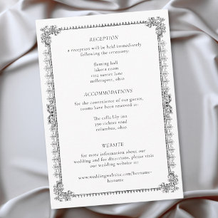 Elegante Vintage-Barock-Schwarz-Weiß-Hochzeit Begleitkarte