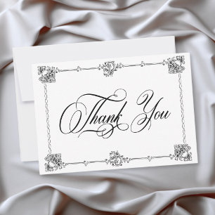 Elegante Vintage-Barock-Schwarz-Weiß-Hochzeit Dankeskarte