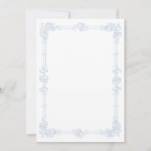 Elegante Vintage-Barock-Staubblaue Hochzeit Einladung (Rückseite)