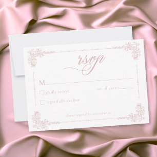 Elegante Vintage-Barock-Staubrosa-Hochzeit RSVP Karte
