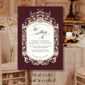 Elegante Vintage Barockbahn Burgund Folieneinladung