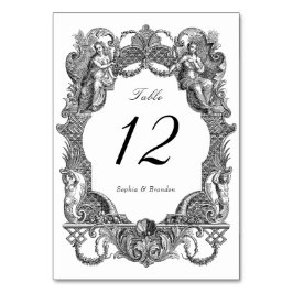 Elegante Vintage Barockbahn-Hochzeit Tischnummer