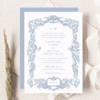 Elegante Vintage Barockblauer Rahmen Hochzeit