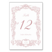 Elegante Vintage barocke Blumenrahmen Dusty Rose Tischnummer (Rückseite)