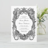 Elegante Vintage barocke Blumenzarge Einladung (Stehend Vorderseite)