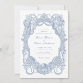 Elegante Vintage barocke Blumenzarge Einladung (Vorderseite)