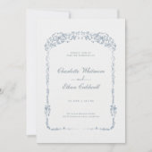 Elegante Vintage barocke Blumenzarge Einladung (Vorderseite)