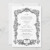 Elegante Vintage barocke Blumenzarge Einladung (Vorderseite)