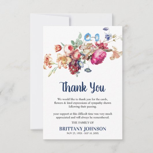 Elegante Vintage Beerdigung | BEILEID Dankeskarte (Vorderseite)