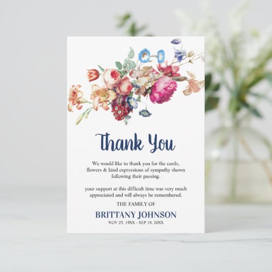 Elegante Vintage Beerdigung | BEILEID Dankeskarte (Stehend Vorderseite)