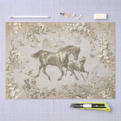 Elegante, Vintage Beige Pferde florale Rolle Seidenpapier (Handwerk)