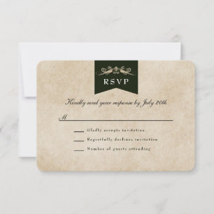 Elegante Vintage-Bibliothek-Themen-Hochzeit-RSVP-K RSVP Karte