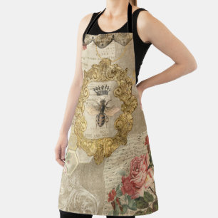 Elegante Vintage-Biene-Botanik-All-Over-Print-Schü Schürze
