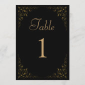 Elegante Vintage Black Gold-Hochzeit-Tischnummer Einladung (Rückseite)